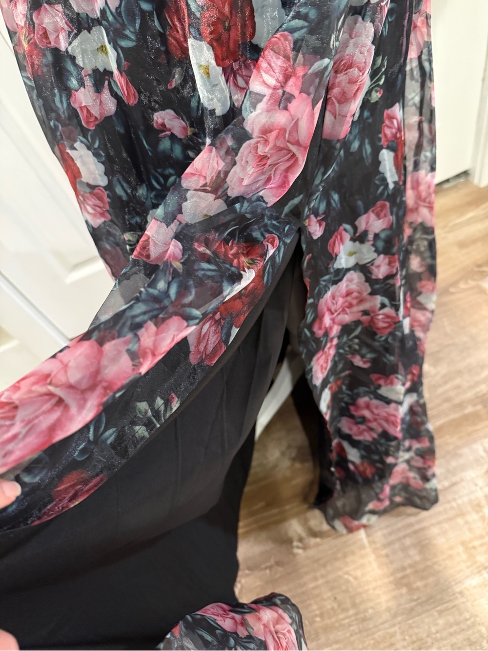 Lulus, True Excellence Black Floral Bustier Off-the-Shoulder Gown, Size M EUC - Picture 9 of 16